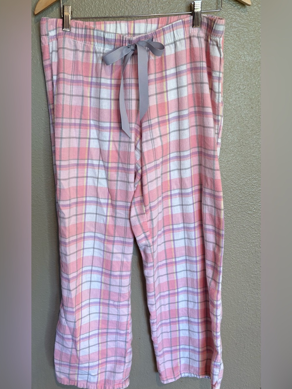Women’s Sonoma Pink Plaid Pajama Pants with Drawstring Size Medium